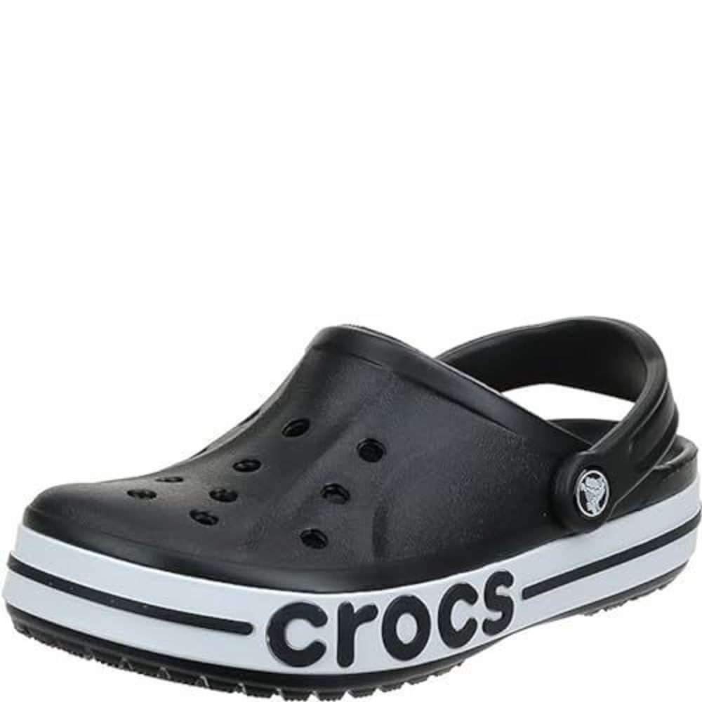 CROCS UNISEX-ADULT BAYABAND CLOGS, BLACK/WHITE, 7 MEN/9 WOMEN